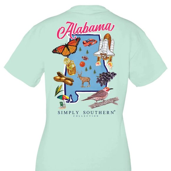 New Simply Southern T-Shirt Women's - Alabama Design - Breeze Blue - Picture 2 of 3
